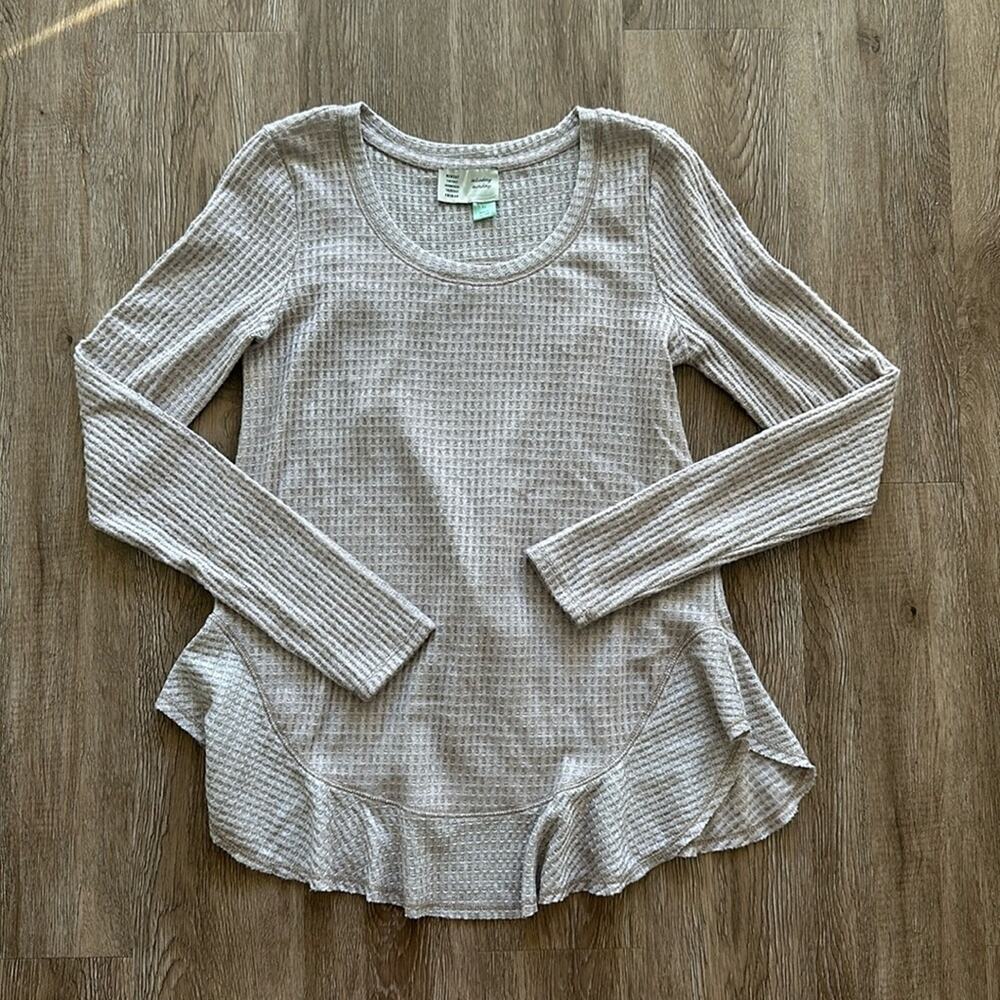 Anthropologie Saturday Sunday Wendy Waffle Long Sleeve Top Soft Pink/Purple XS